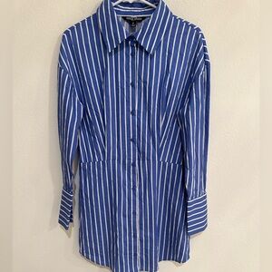 Honey peach Blue Strpe Mini Dress